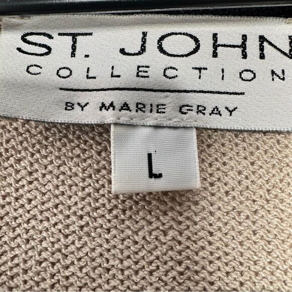 St. John wool blend tan cardigan sweater size large - Picture 5 of 7